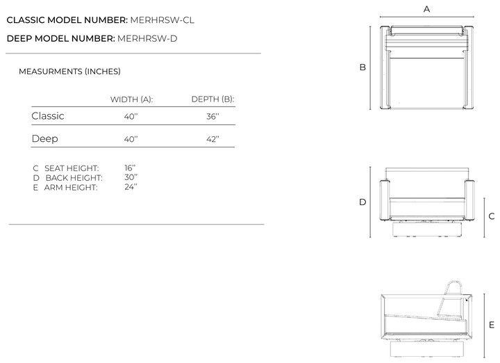Horizon Swivel Lounge Chair dimensions